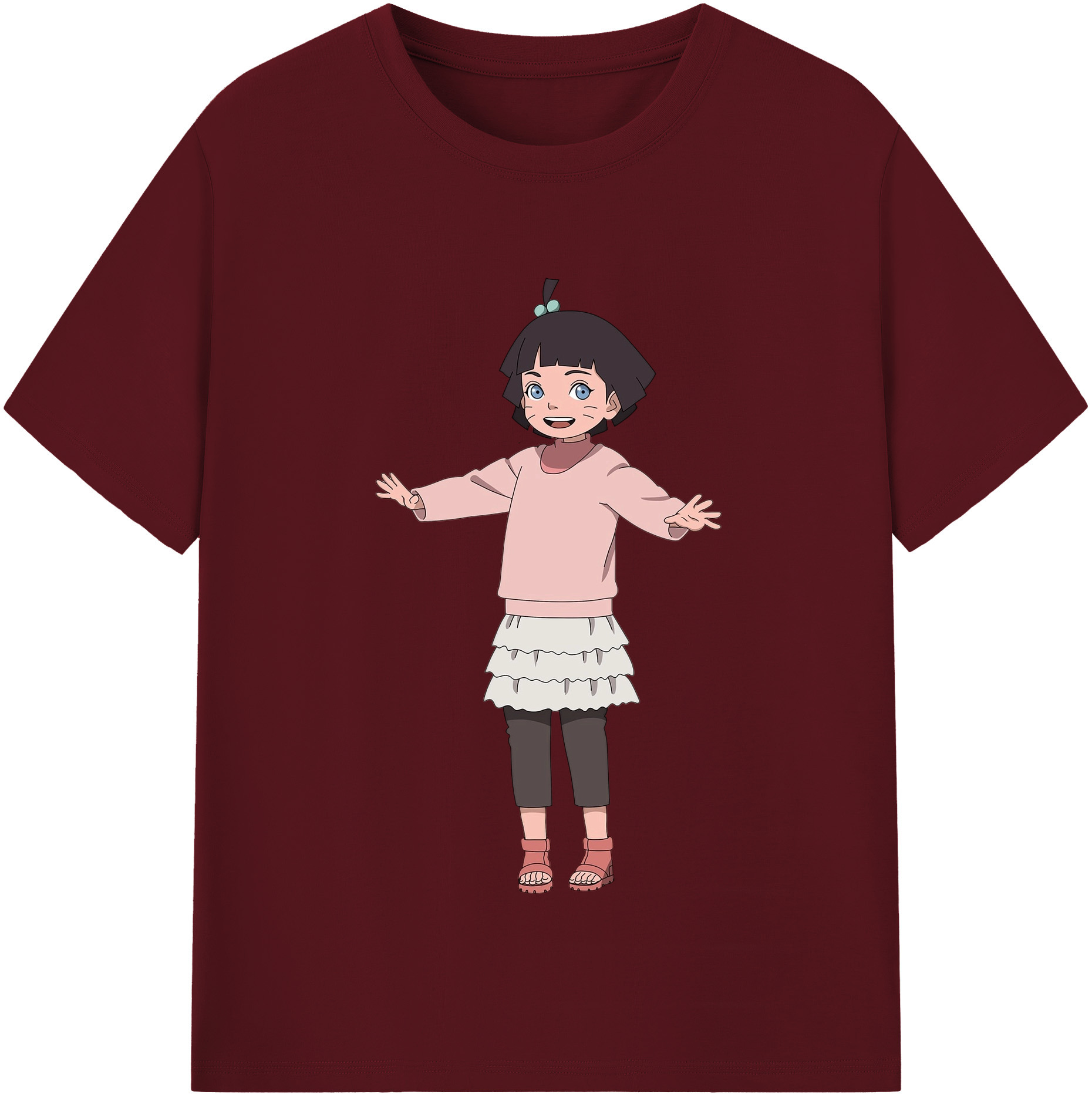 （画像用） NARUTO -ナルト- うずまき ヒマワリ Uzumaki Himawari 綿100％半袖Tシャツ（フロントプリント）